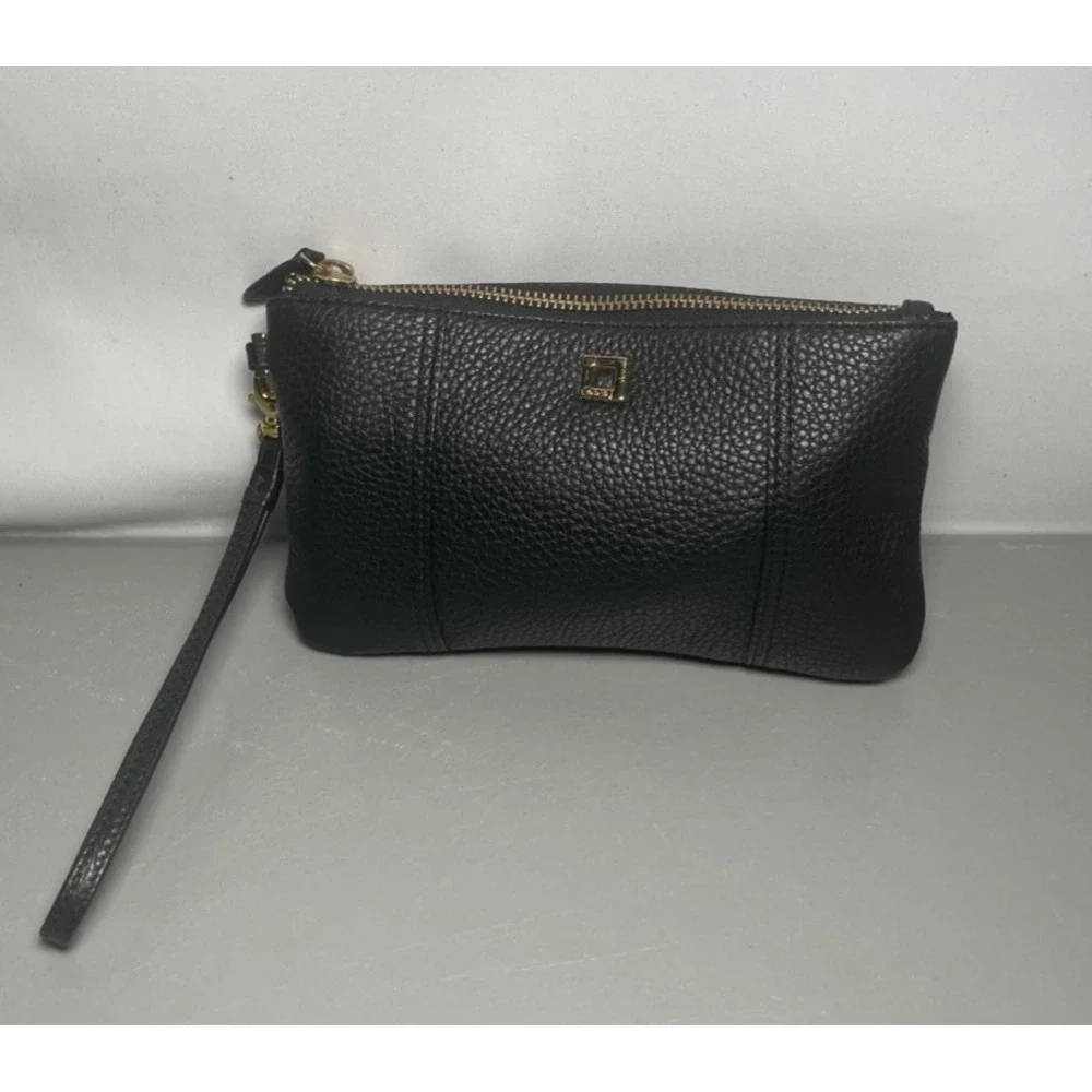 Lodis Black Pebbled Leather Wristlet Wallet - Picture 1 of 11